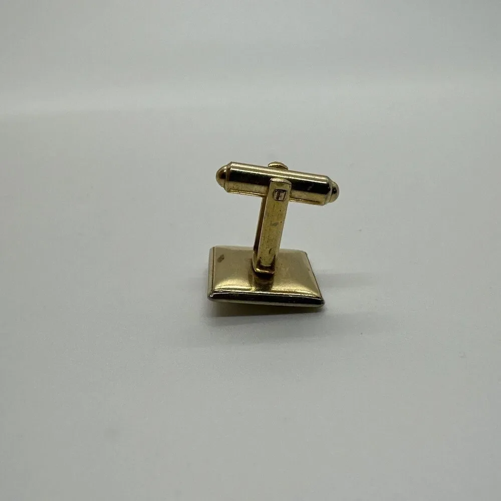 Vintage Gold Cufflinks With Matching Tie Clip White gem Antique Set